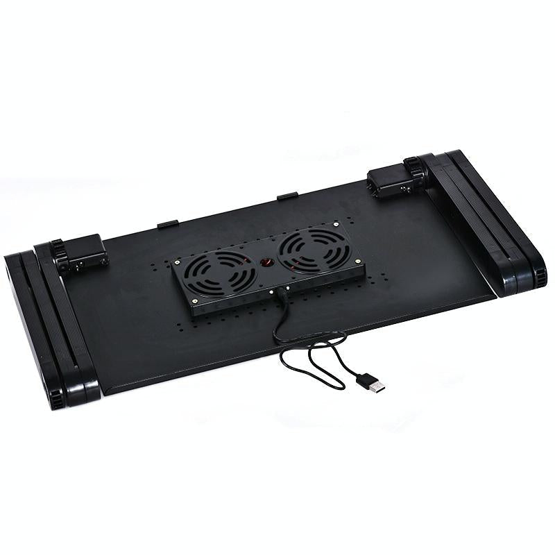 Foldable Laptop Stand With Dual Fans & Mouse Pad - 360 Degree Adjustable - Black