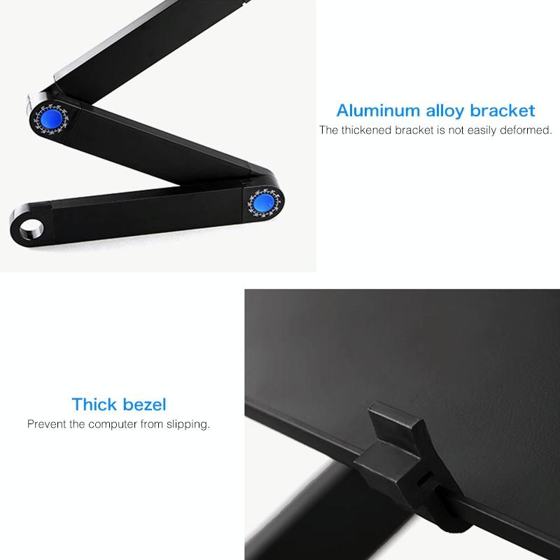 Foldable Laptop Stand With Dual Fans & Mouse Pad - 360 Degree Adjustable - Black