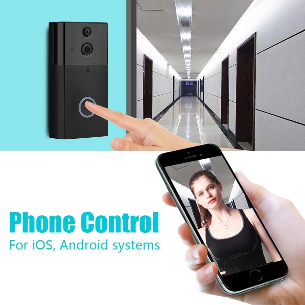 Smart Wifi Video Doorbell With Night Vision & Motion Detection - Black