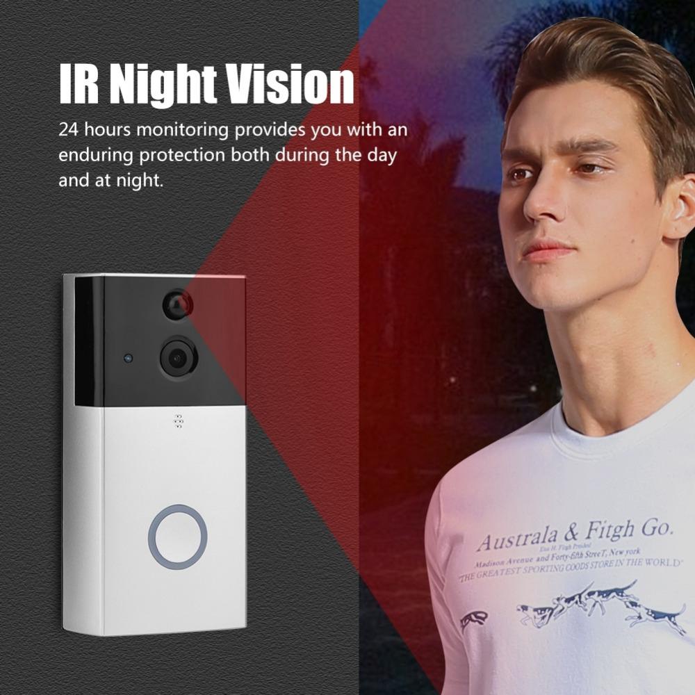 Smart Wifi Video Doorbell With Night Vision & Motion Detection - Black