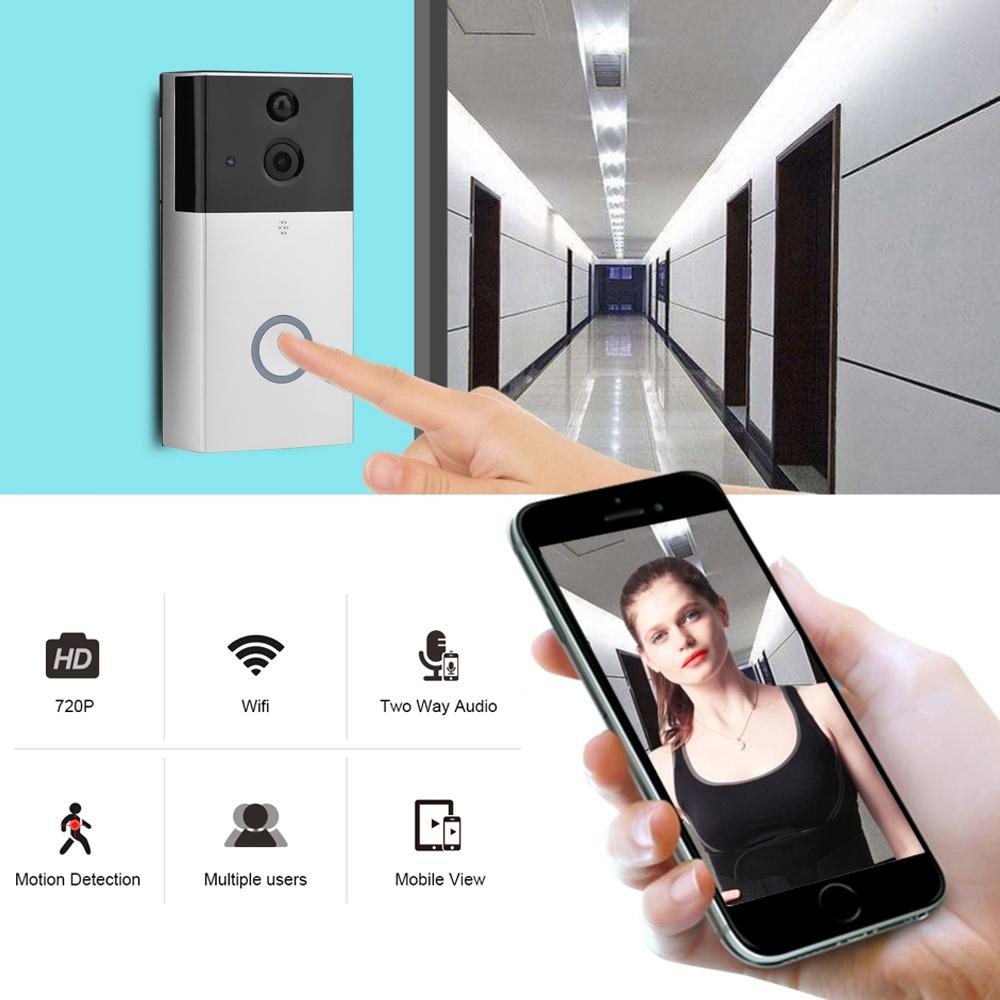 Smart Wifi Video Doorbell With Night Vision & Motion Detection - Black