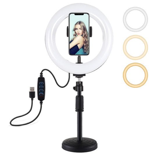 7.9 Led Ring Light With Usb 3 Modes Dual Colour Phone Clamp