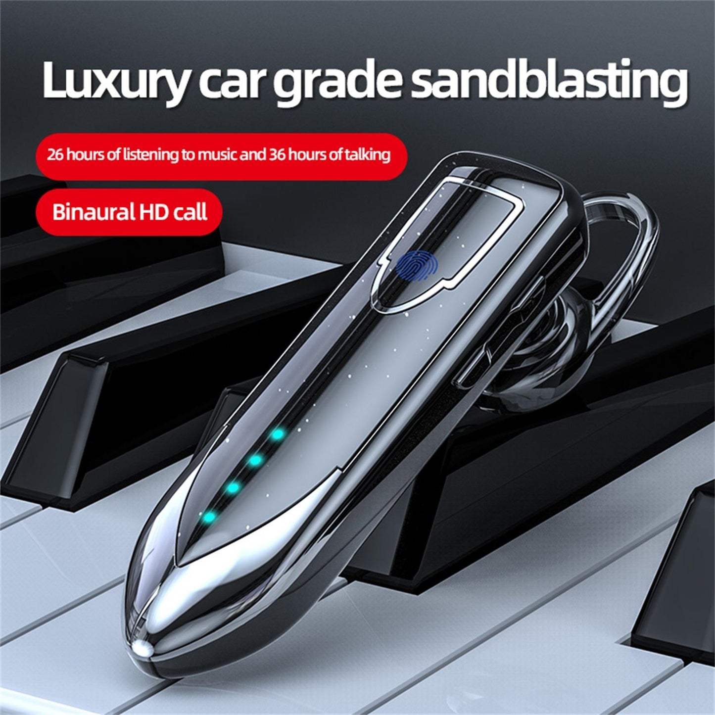 Business Style Bluetooth 5.0 Earphone with Touch Switch - Blue