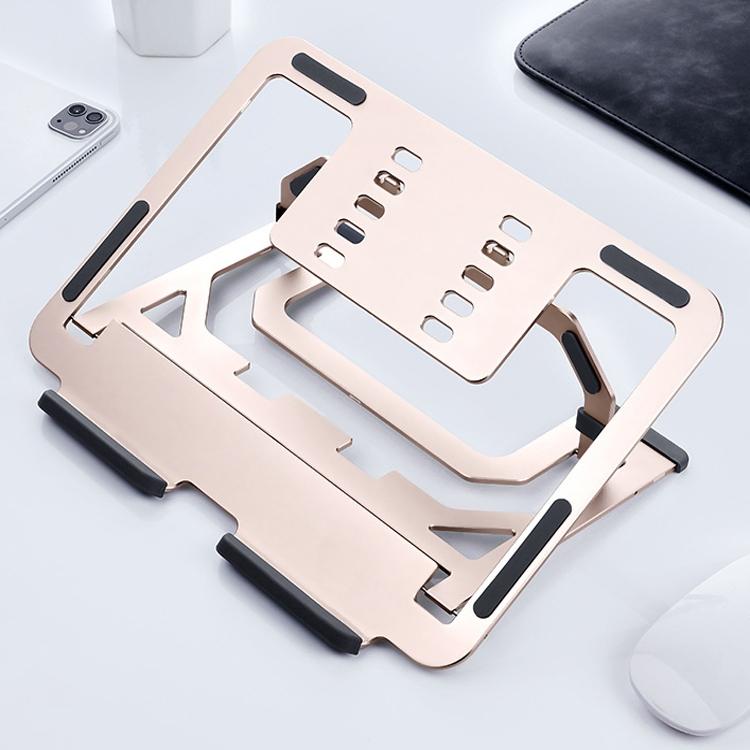 Foldable Aluminum Laptop Stand For Desktop Cooling - Rose Gold