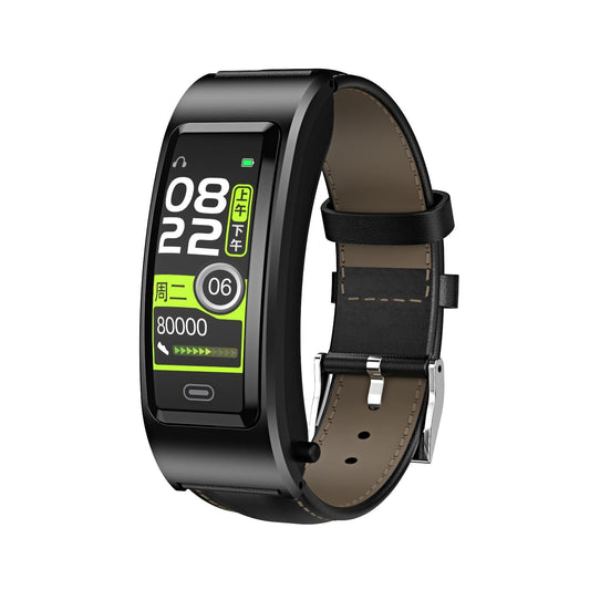 Bluetooth Sleep Heart Monitor Bracelet - B7 - Black + Black Leather Belt