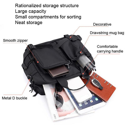 Large Capacity Men Shoulder Messenger Bag Fits Laptops Multi Functional - Grey