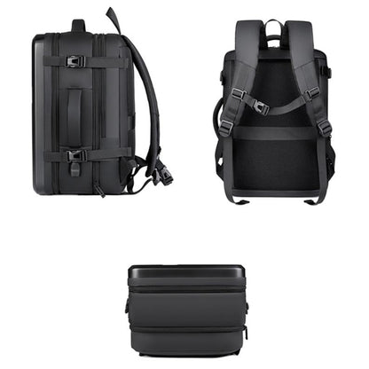 Waterproof Expandable Hard Shell Backpack with Usb Charging - Large Capacity Black - 161 Dark Gray