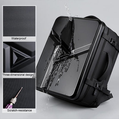 Waterproof Expandable Hard Shell Backpack with Usb Charging - Large Capacity Black - 161 Dark Gray