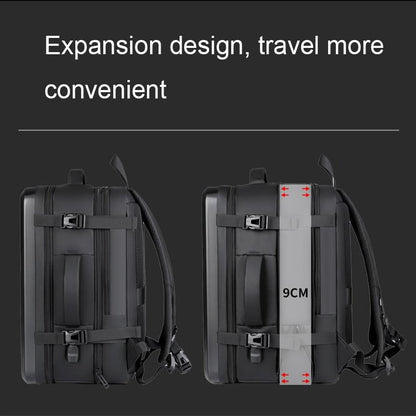 Waterproof Expandable Hard Shell Backpack with Usb Charging - Large Capacity Black - 161 Dark Gray