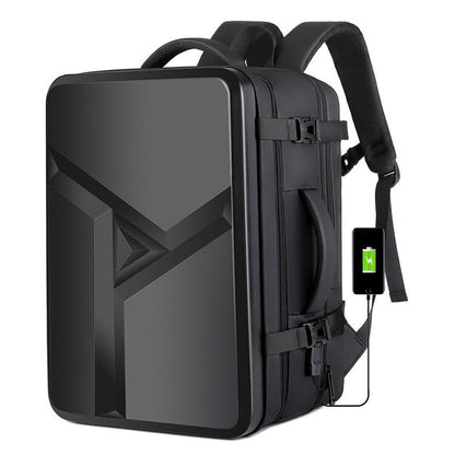 Waterproof Expandable Hard Shell Backpack with Usb Charging - Large Capacity Black - 161 Dark Gray