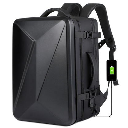 Waterproof Expandable Hard Shell Backpack with Usb Charging - Large Capacity Black - 161 Dark Gray