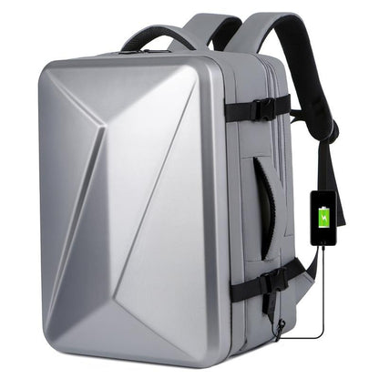 Waterproof Expandable Hard Shell Backpack with Usb Charging - Large Capacity Black - 161 Dark Gray