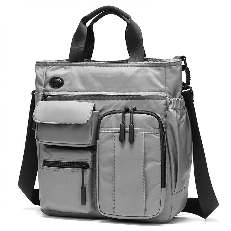 Multi Compartment Laptop Handbag Lightweight Large Capacity Messenger Bag - Grey