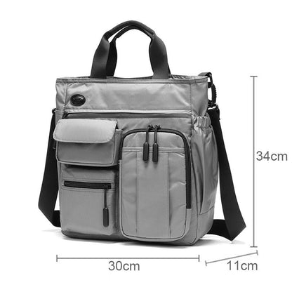 Multi Compartment Laptop Handbag Lightweight Large Capacity Messenger Bag - Grey