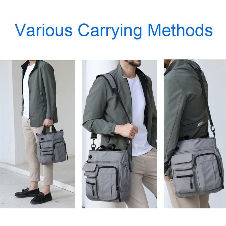 Multi Compartment Laptop Handbag Lightweight Large Capacity Messenger Bag - Grey