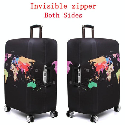 Protective Elastic Suitcase Cover - Fits 22-24 Inch Luggage - Dustproof & Scratch-Proof - English Map