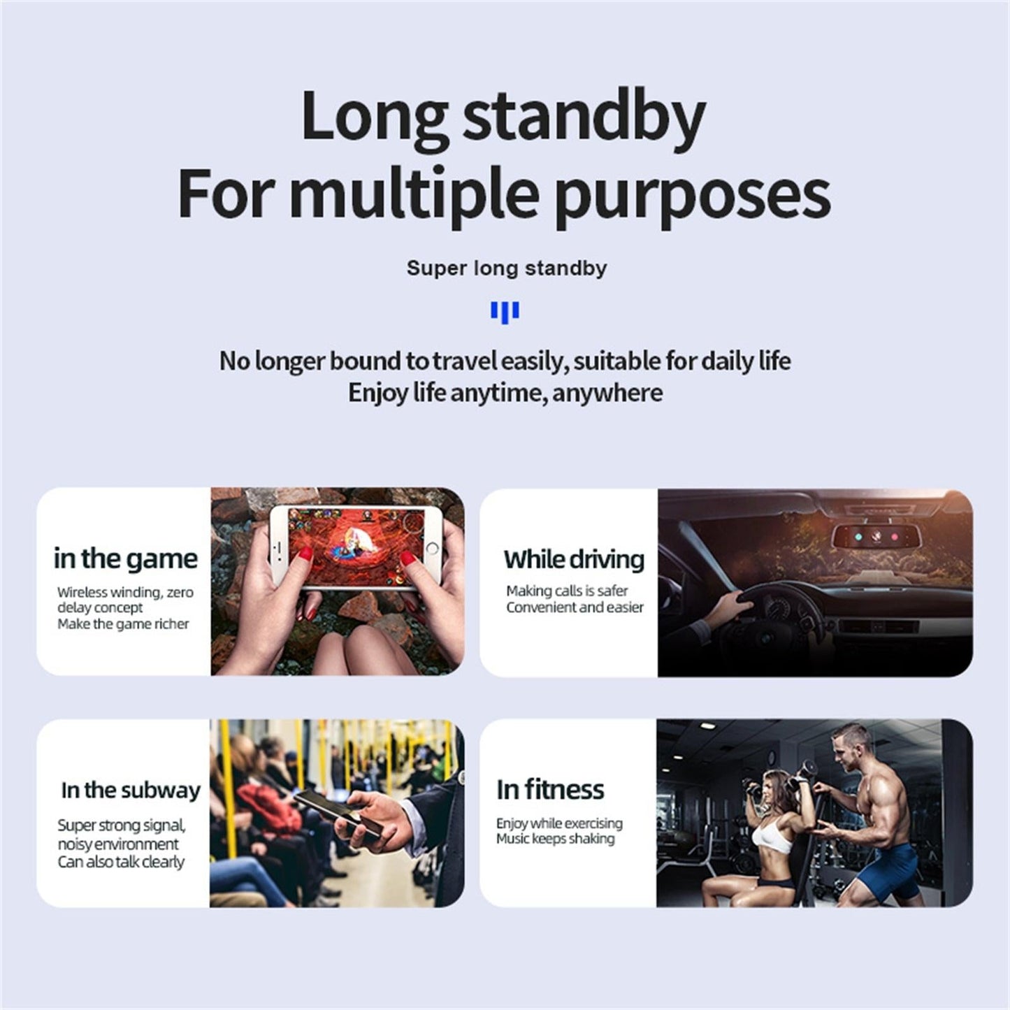 Business Style Bluetooth 5.0 Earphone with Touch Switch - Purple