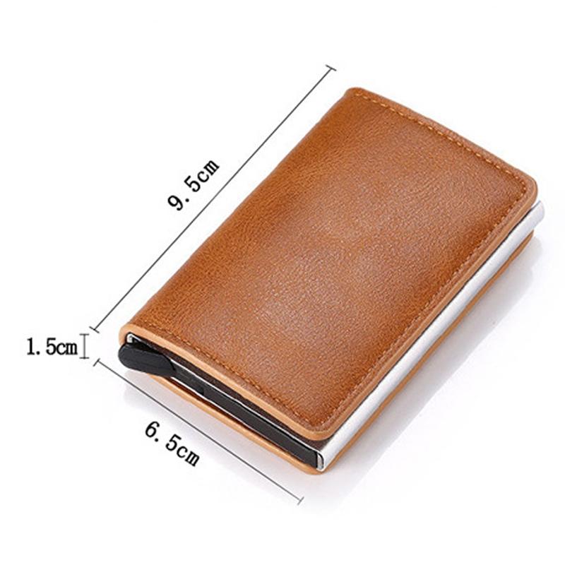 Automatic Rfid Blocking Card Holder with Coin Pocket - Dark Brown