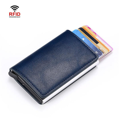 Automatic Rfid Blocking Card Holder with Coin Pocket - Dark Brown