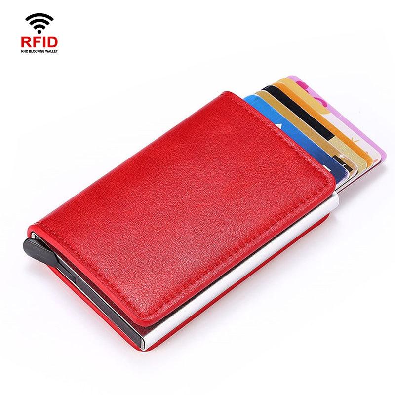 Automatic Rfid Blocking Card Holder with Coin Pocket - Dark Brown