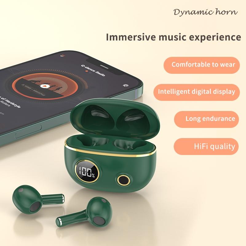 Waterproof 9d Stereo Bluetooth Earphones with Charging Case - Green