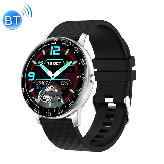 1.75 Inch Hd Round Screen Silicone Strap Smart Sports Watch - Black + Silver