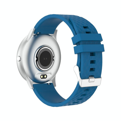 1.75 Inch Hd Round Screen Silicone Strap Smart Sports Watch - Black + Silver