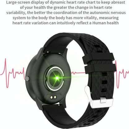 1.75 Inch Hd Round Screen Silicone Strap Smart Sports Watch - Black + Silver