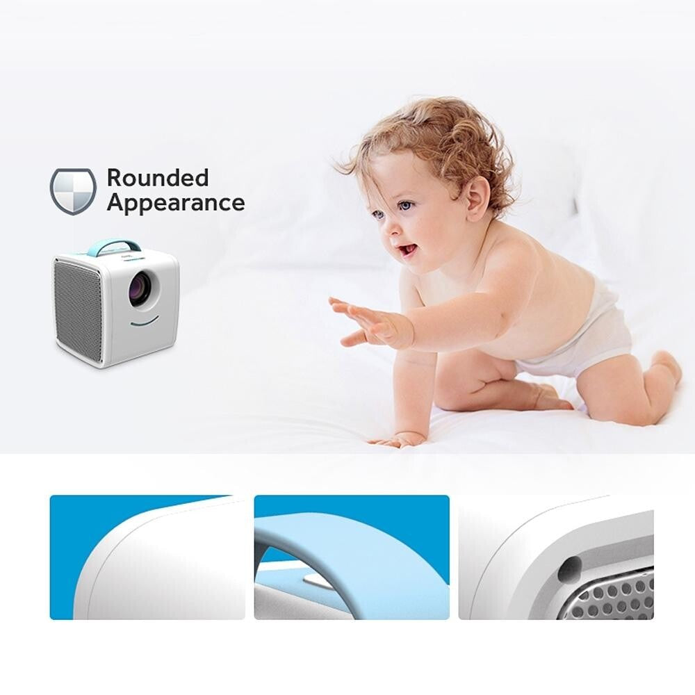 10W Children Video Projector - 30 Lumens Hd 1080P Lcd Technology Supports Av / Usb / Mini Sd / Hdmi / Audio - White - Pink