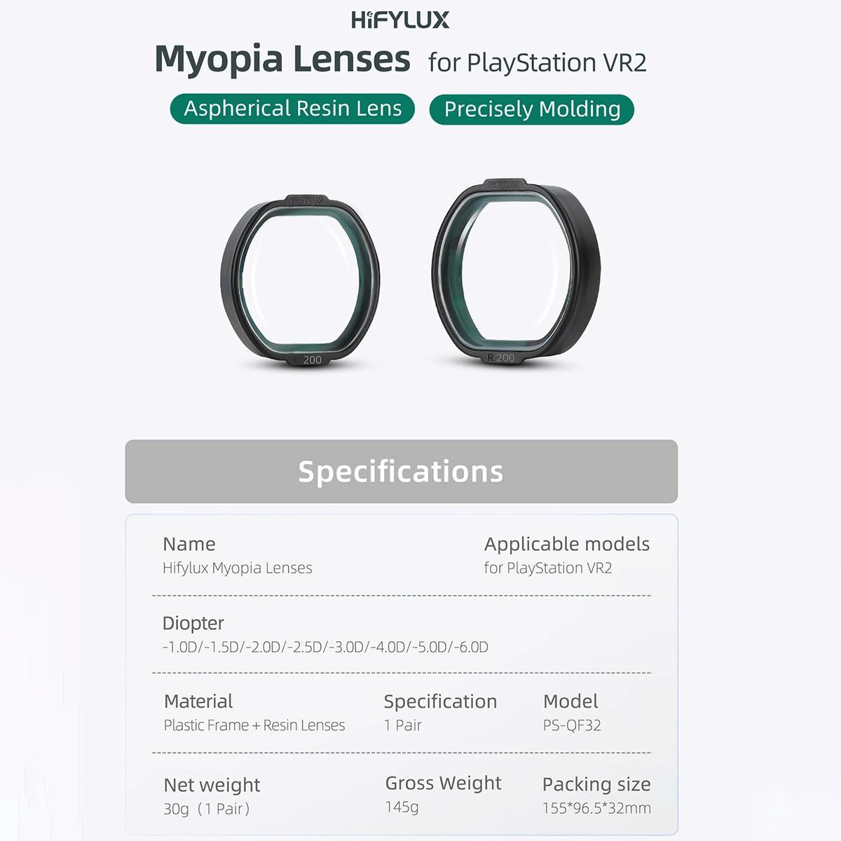 Vr2 Hifylux Myopia Glasses For Playstation - Enhance Your Gaming Experience - -5.0D
