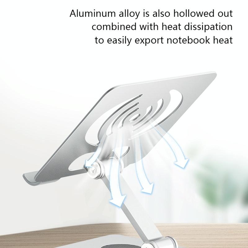 Foldable Rotating Laptop / Tablet Stand - Aluminum Alloy - Grey