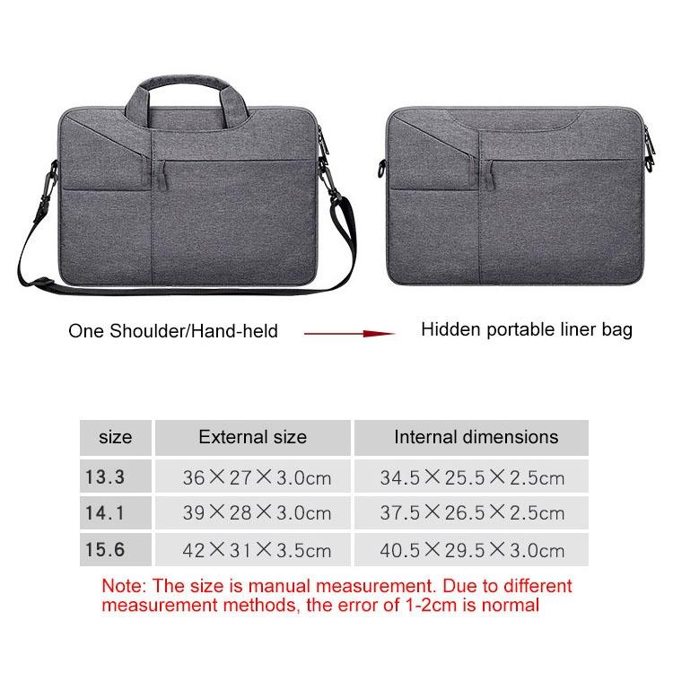 15.6 Inch Laptop Handbag With Hidden Strap And Suitcase Belt - Waterproof And Tear-Resistant - Light Grey