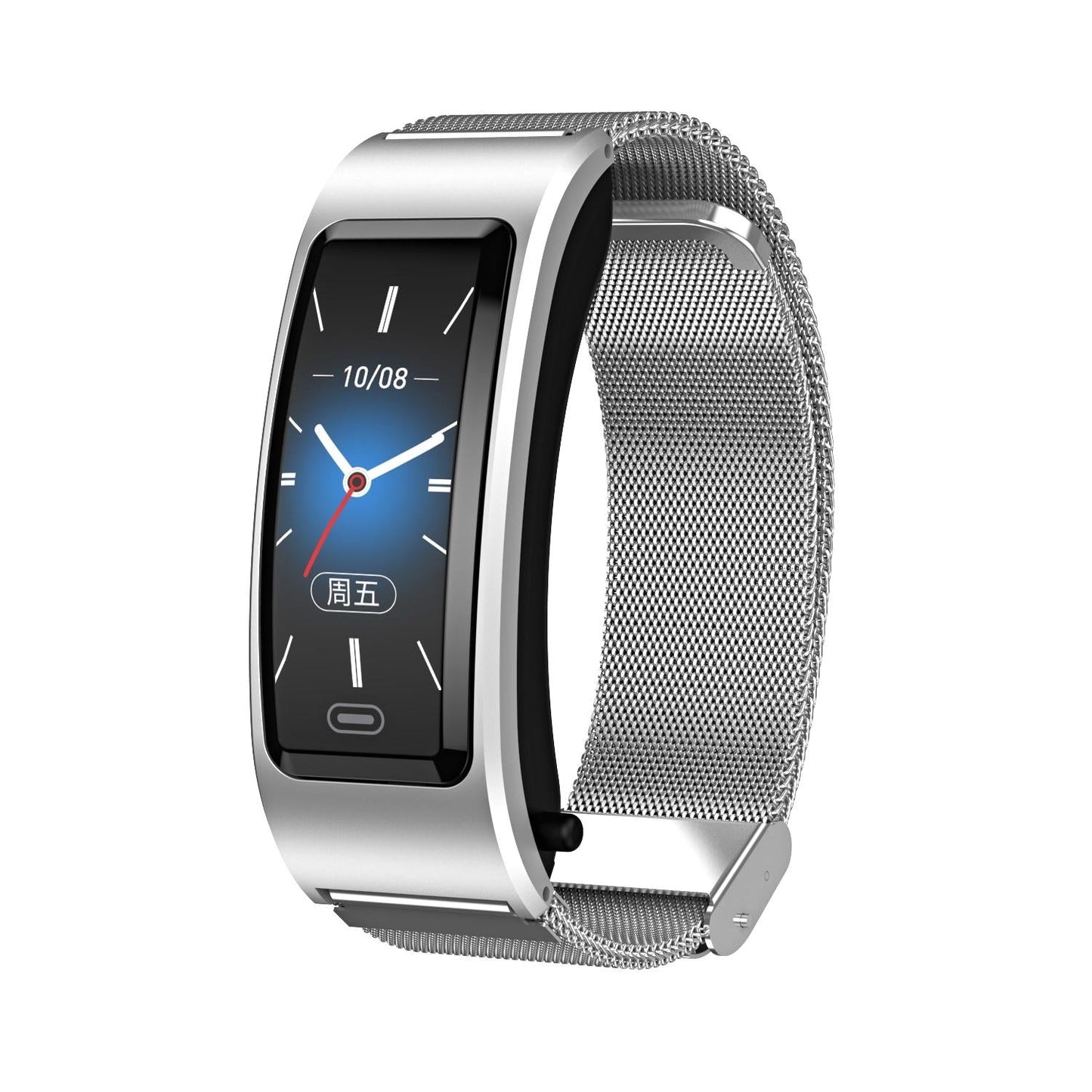 Bluetooth Sleep Heart Monitor Bracelet - B7 - Silver + Silver Steel Chain