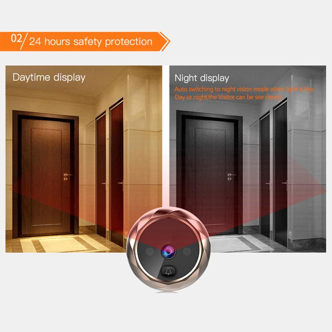 2.8 Lcd Screen Cat Eye Doorbell With Night Vision - Gold