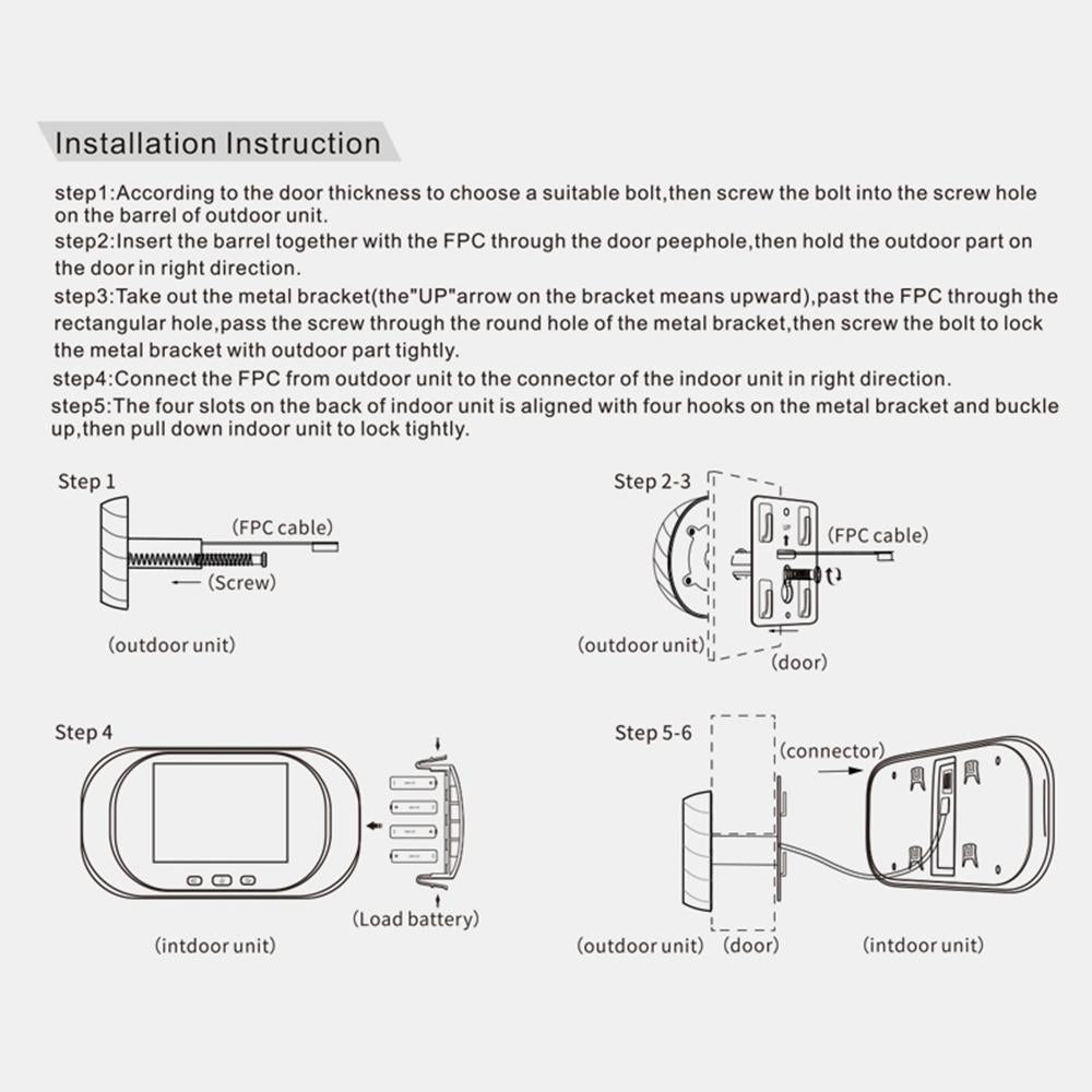 2.8 Lcd Screen Cat Eye Doorbell With Night Vision - Gold