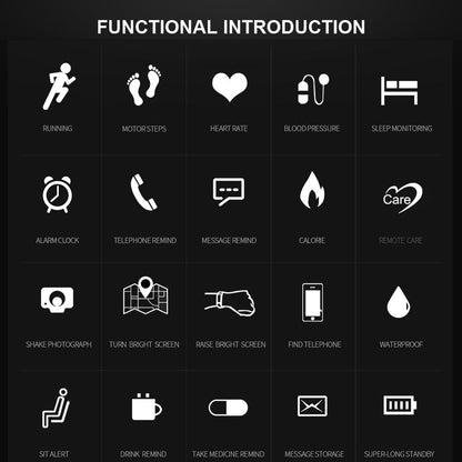 Smart Bracelet With Call Reminder Heart Rate & Sleep Monitoring - Ip67 Waterproof - Blue