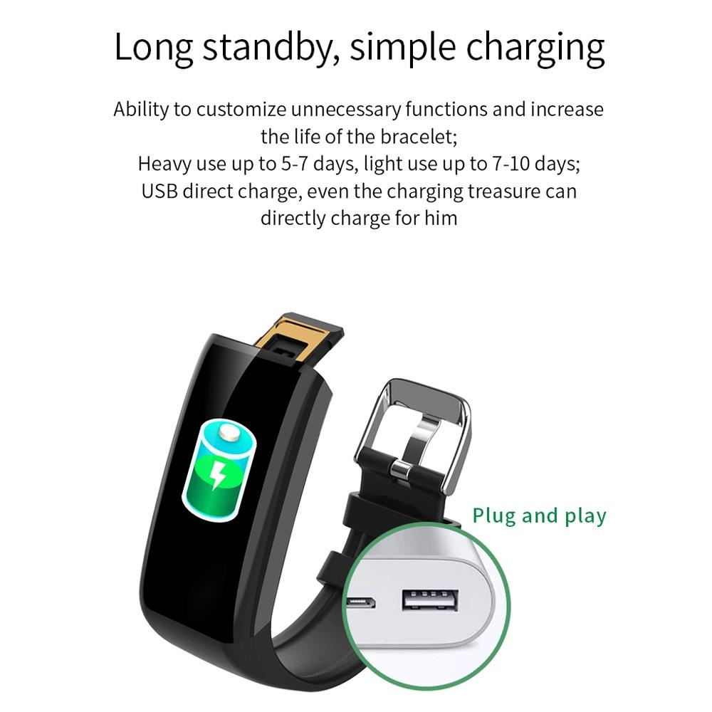 Waterproof Smart Bracelet With Call Heart Rate Bp Sleep And Sedentary Functions - Blue