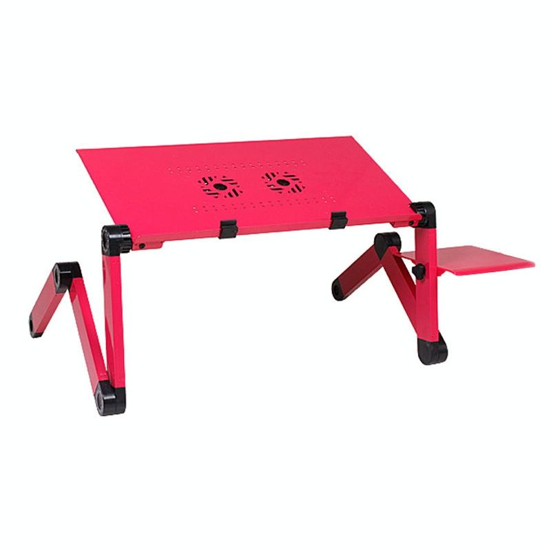 Foldable Laptop Stand With Dual Fans & Mouse Pad - 360 Degree Adjustable - Red