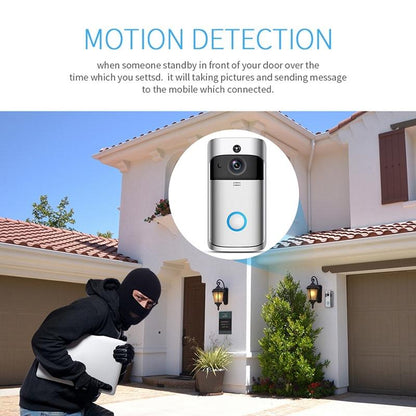 Smart Wifi Video Doorbell With Night Vision & Wide-Angle Camera - 720P Low Power Mobile Remote - Silver