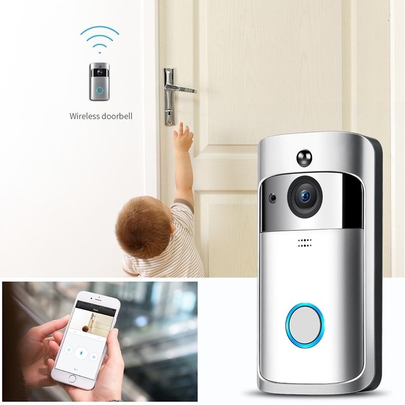 Smart Wifi Video Doorbell With Night Vision & Wide-Angle Camera - 720P Low Power Mobile Remote - Silver