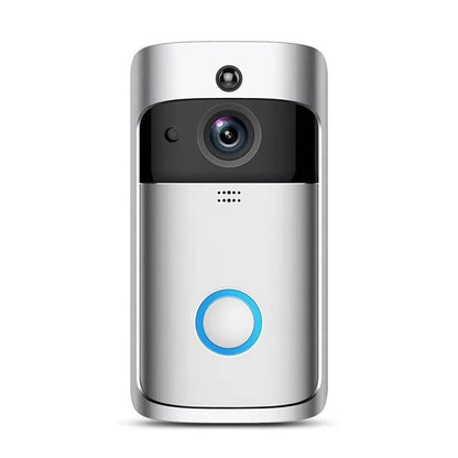 Smart Wifi Video Doorbell With Night Vision & Wide-Angle Camera - 720P Low Power Mobile Remote - Silver