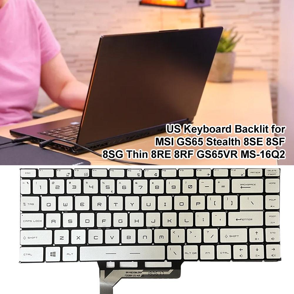 Backlit Laptop Keyboard For Msi Gs65 Series - Us Version - Silver