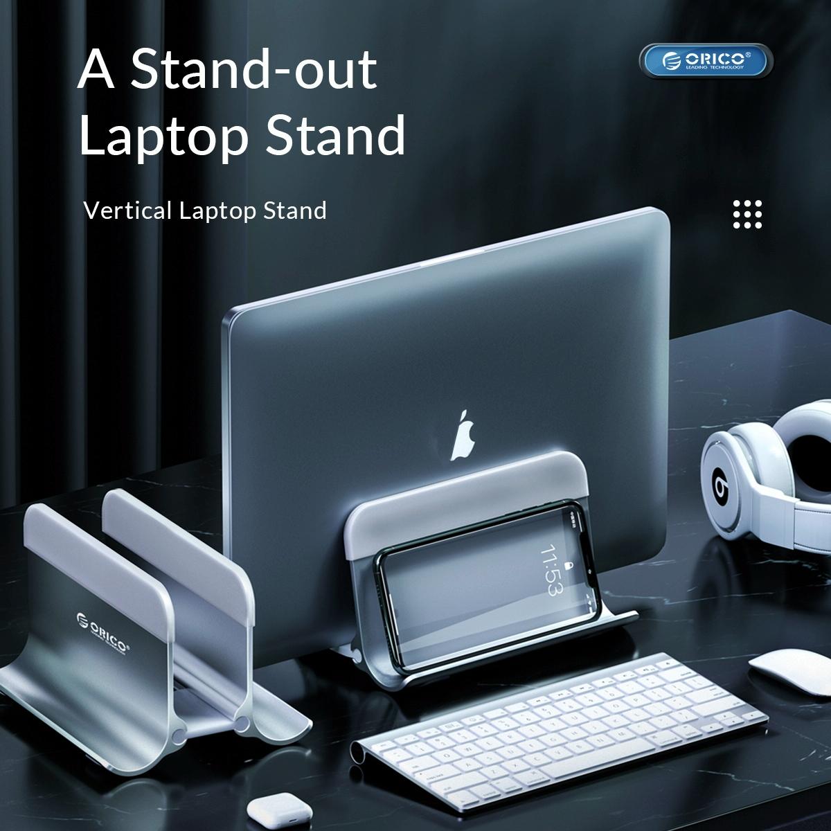 Space-Saving Vertical Laptop Stand - Compact Design - Silver