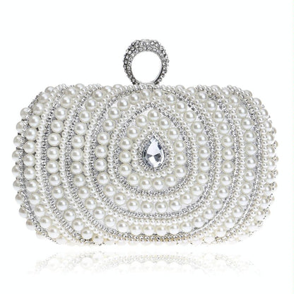 Stylish Pearl Handbag For Fashion Banquets And Parties - Silver