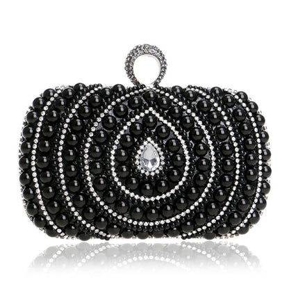 Stylish Pearl Handbag For Fashion Banquets And Parties - Silver