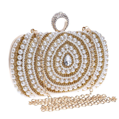 Stylish Pearl Handbag For Fashion Banquets And Parties - Silver