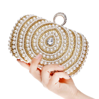 Stylish Pearl Handbag For Fashion Banquets And Parties - Silver