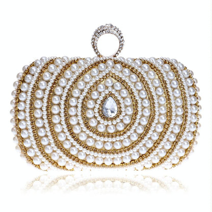 Stylish Pearl Handbag For Fashion Banquets And Parties - Silver