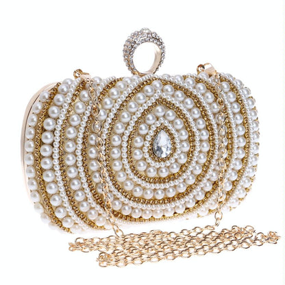 Stylish Pearl Handbag For Fashion Banquets And Parties - Silver