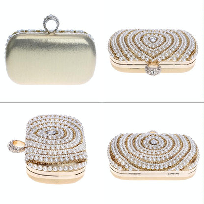 Stylish Pearl Handbag For Fashion Banquets And Parties - Silver